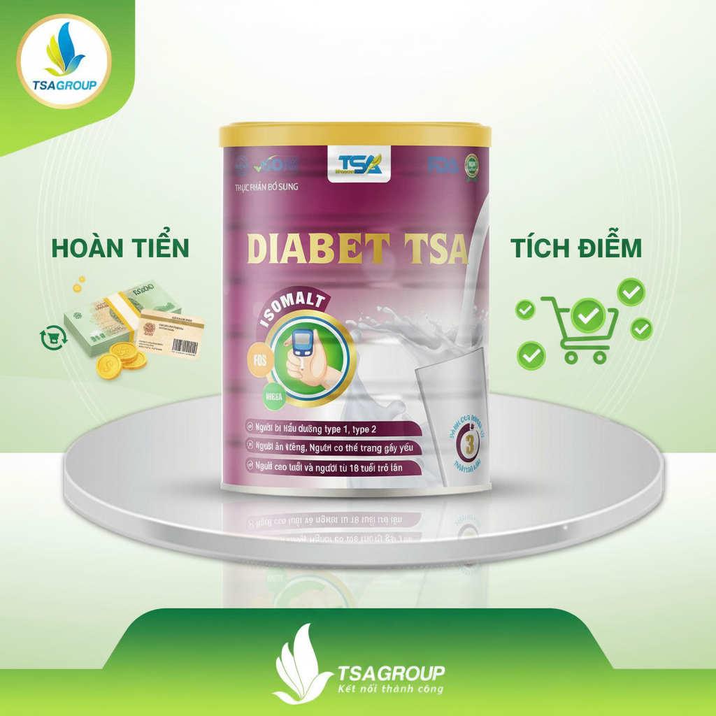Chính Sách Hoàn Tiền & Tích Điểm Khi Mua Sữa Thảo Dược DIABET TSA Tiểu Đường